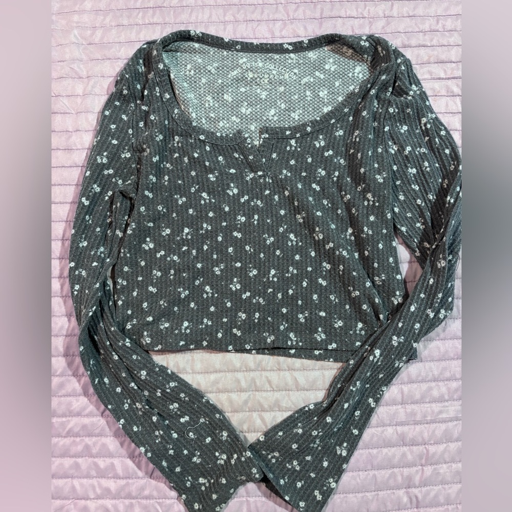 Dark Gray Floral Top